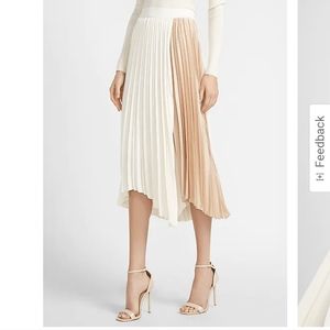 NWT EXPRESS High Waisted Pleated Color Block Midi Skirt (S)